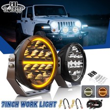 LED Zusatzscheinwerfer 7" mit 2-farbigem Tagfahrlicht Nebellicht LKW Offroad E9