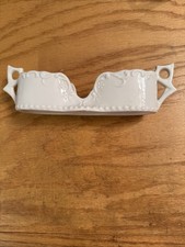 Vintage White Porcelain Spoon Holder with Handles for Buffet Table