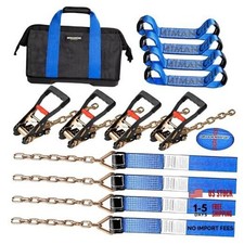 8 Point Roll Back Vehicle Tie Down Kit, with Heavy-Duty Chain Extension on
