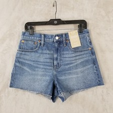 Madewell The Perfect Jean Short Womens 28 Blue High Rise Raw Hem Cotton NWT