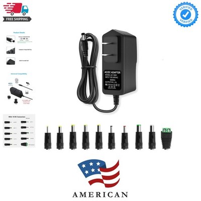 9V DC Power Supply 1A Universal AC Adapter, 100-240V 50/60Hz to 9 Volts black