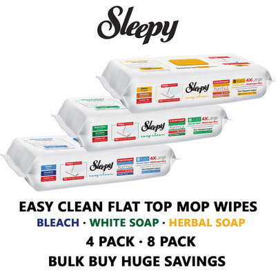 Sleepy Easy Clean Flat Top Mop Wipes Bleichmittel, weiße Seife, Kräuterseife