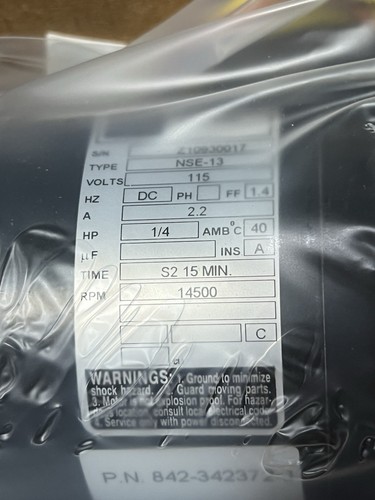 Bodine Eclectric NSE-13 Gear Motor 115 VDC 1/4 HP 14500 RPM (S2 15 Min) - Picture 10 of 14