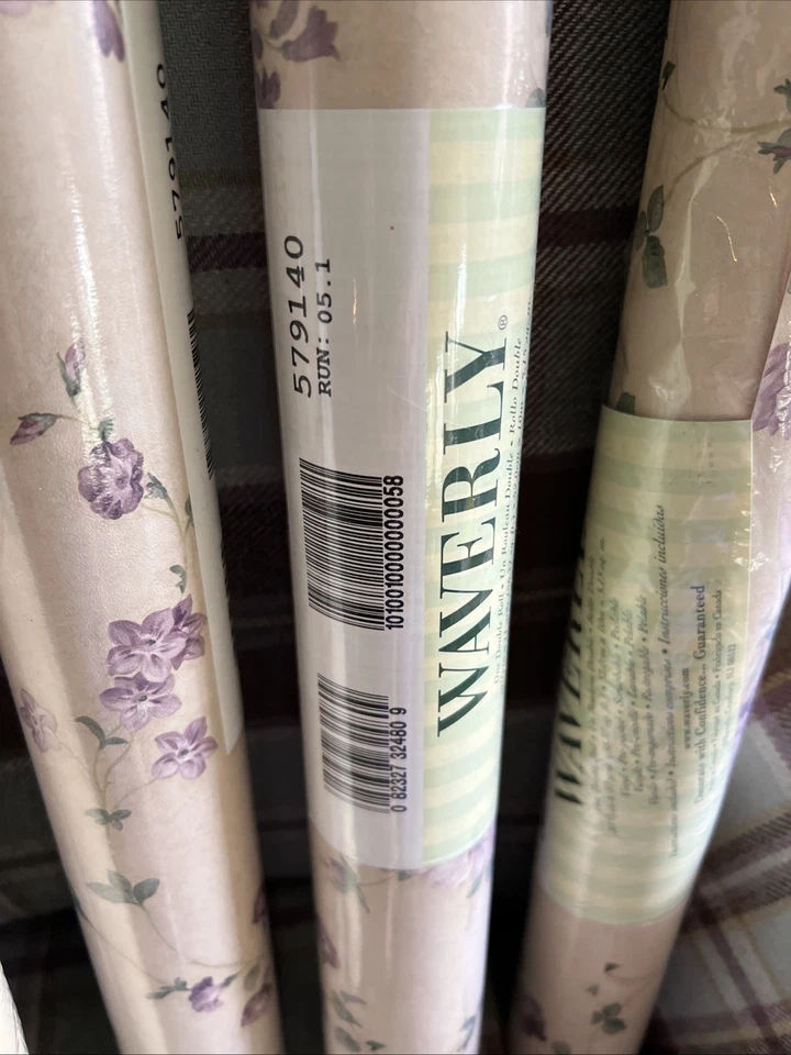 Лот 5 Waverly обои двойной рулонов новый фиолетовый розы коттедж 579140 предварительно наклеенный - Изображение 3 из 4