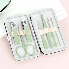 Manicure Set Nail Clipper Set, 7 Pcs Matcha Green Professional 