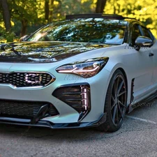 For KIA Stinger 17-23 GT/GT-Line 2x Tape-On Black Front Bumper Trim Canards