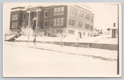#ad #ad RPPC Unknown High School Building Winter Snow Covered Real Photo Postcard $4.12