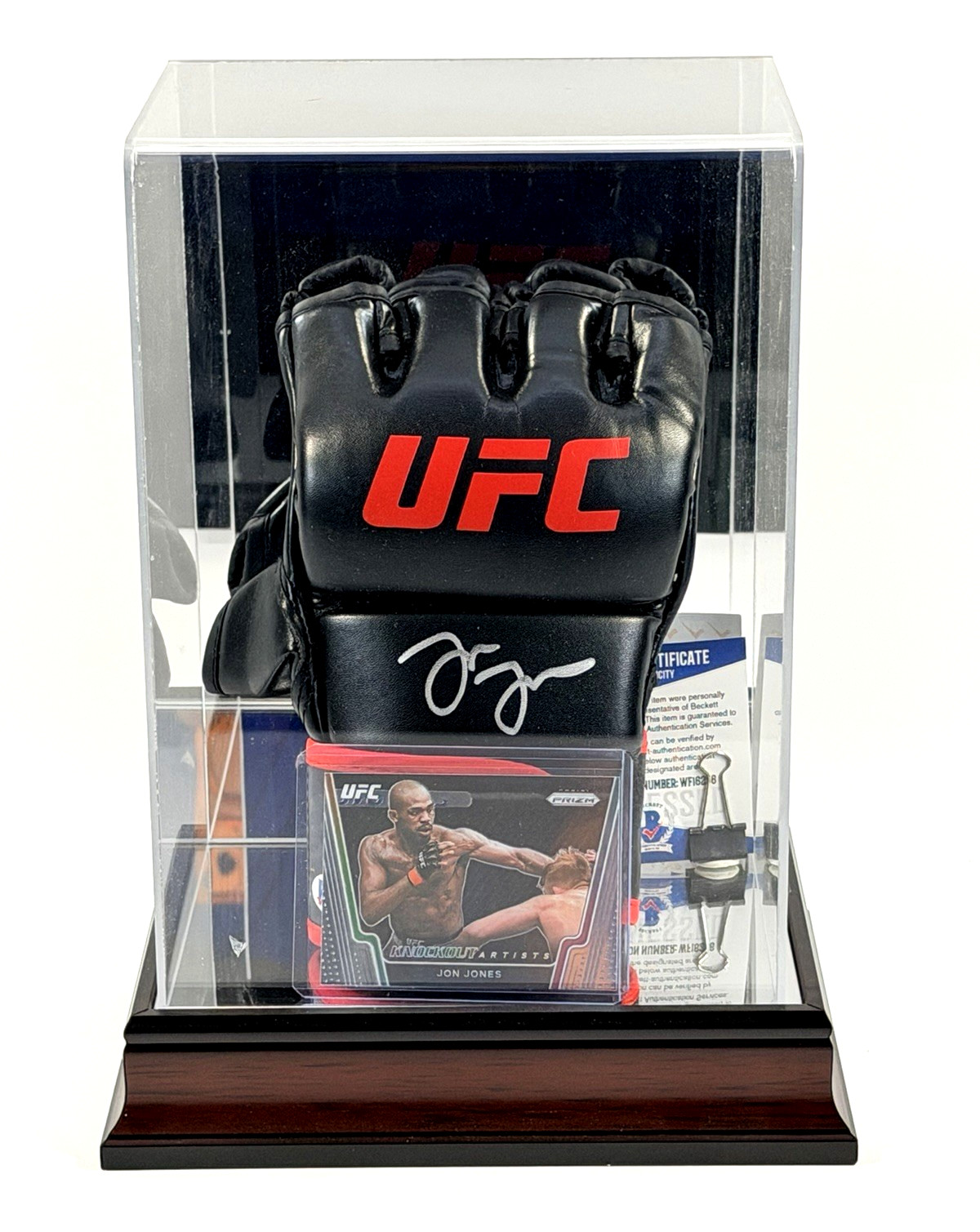 Jon Jones Signed UFC Fight Glove Beckett COA Display Case Prizm Card