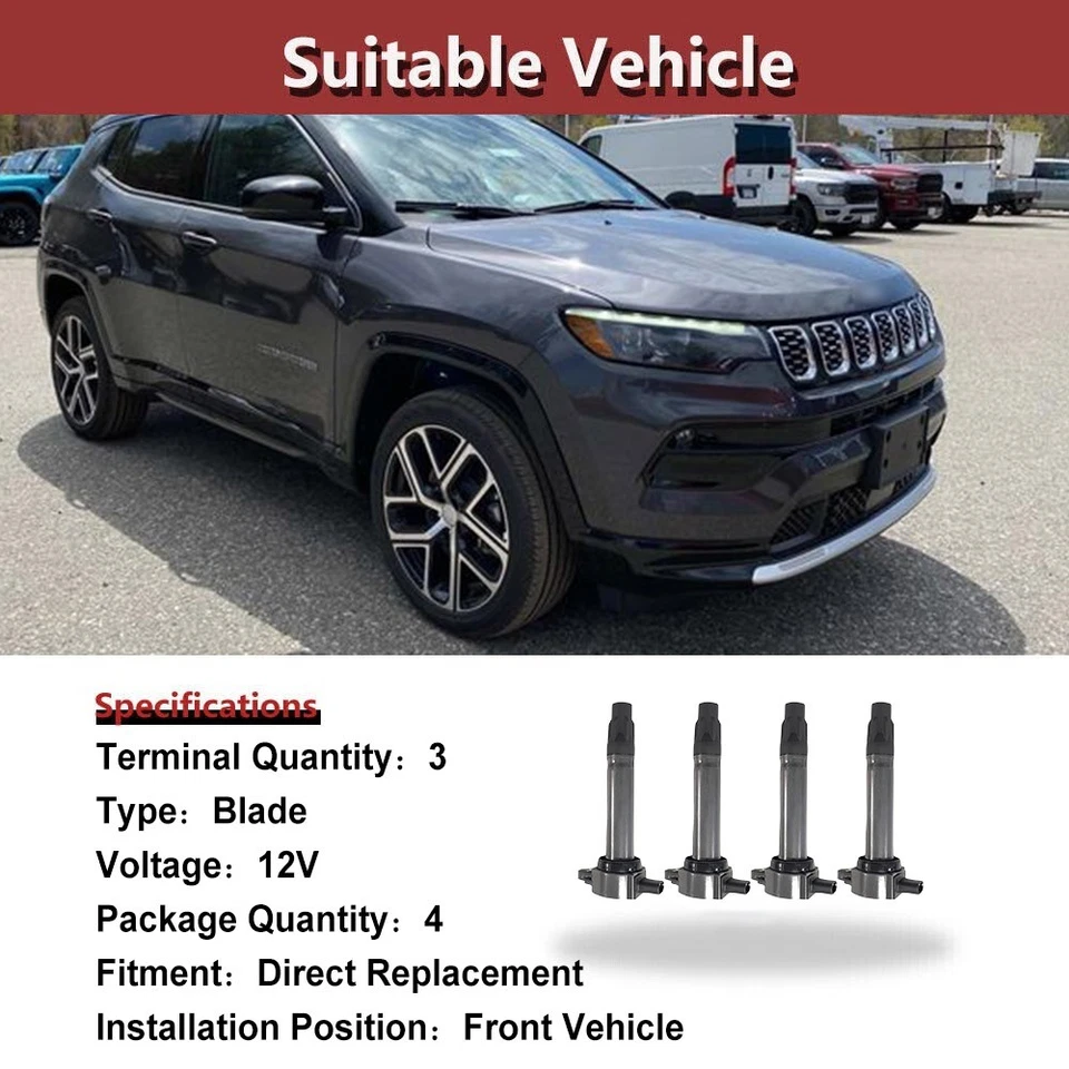 4x Ignition Coil Set For Jeep Compass Patriot Chrysler Sebring Dodge 2.0 2.4 ED3 - image 2 of 4