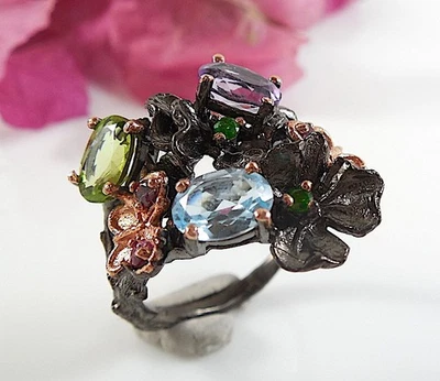 Designer einzigartiger Cocktail silber ring - Bild 1 von 4