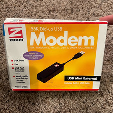 Zoom Model 3095 USB Modem 56K V.92 Data Fax Dial-Up Windows Macintosh Linux