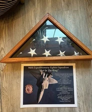 94th FIGHTER SQUADRON AMERICAN FLAG FLOWN OVER IRAQ SYRIA  1ST F-22 COMBAT SURGE