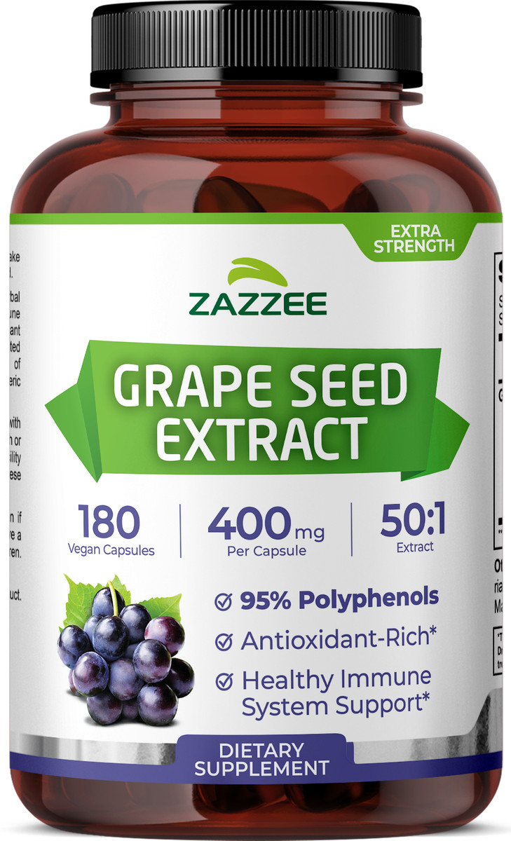 grape SEED １～８ Zazzee Grape Seed Extract 180 Veggie Capsules 400 mg 95