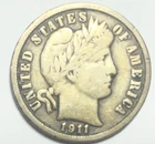 1911-S  Barber Dime - Nice Coin - Most Of Liberty - Scarce Date - No Reserve