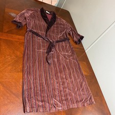 vtg Christian monsieur Dior Velvet Robe Dressing Gown Mens Striped Lounge