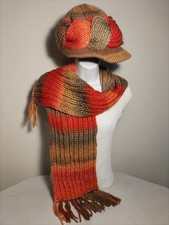 Girl/Woman's Winter Hat and Scarf 56"x8" Knitted One Size for All Multicolor NEW