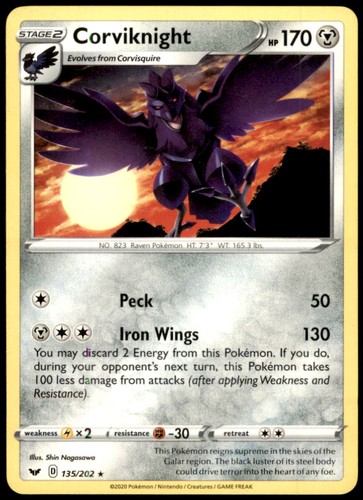 Pokemon - Corviknight #135/202 - SWSH01: Sword & Shield Base Set Rare