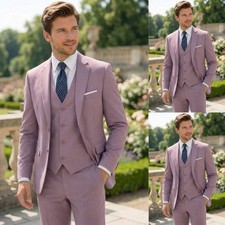 3Pcs Men's Suits Tuxedos Dinner Party Coat Jacket Buiness Notch Lapel Tuxedos