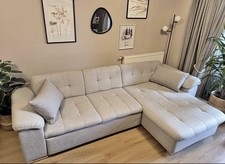 Furnipol Large Sofa Bed with Storage In Grey Fabric