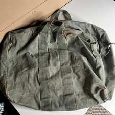 Vintage 80s Military Canvas Duffel Bag Olive Drab Conmar Brass Zipper Large