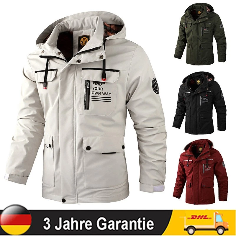 Herren leichter Windbreaker Regenjacke Softshell Jacke mit Abnehmbarer Kapuze - Bild 3 von 4