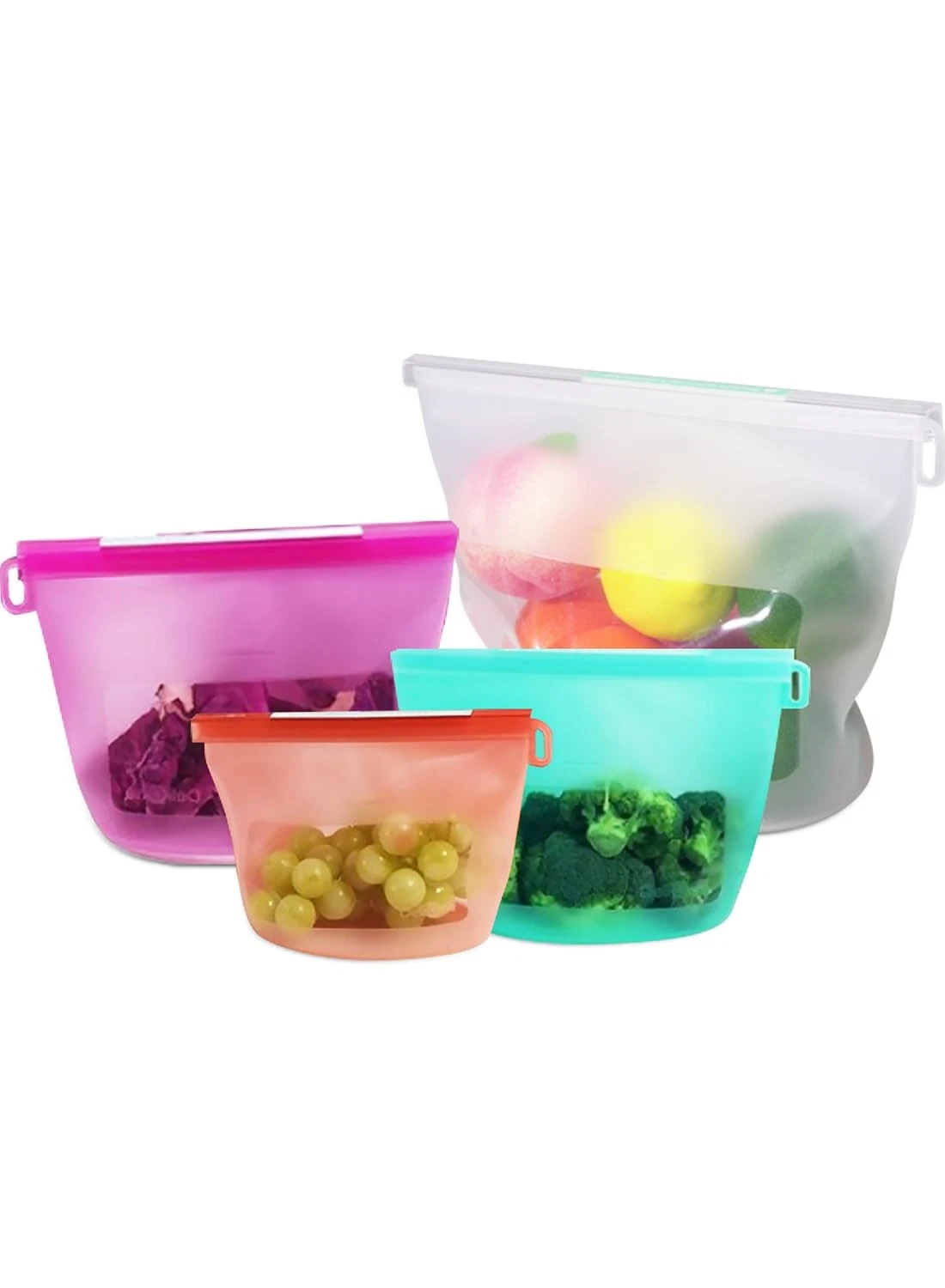 CuLiDing Reusable Silicone Food Storage Bags Set of 4, Dishwasher Oven Microw...