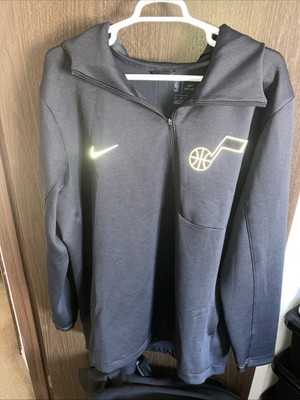 Utah Jazz Nike Dri Fit Hoodie 3XLT 1/4 Zip Black Reflective Pullover Rare Size