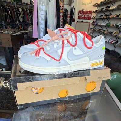 Nike Off-White Dunk Low Lot 06 Sail Neutral Grey DM1602-110 Leather Sneaker
