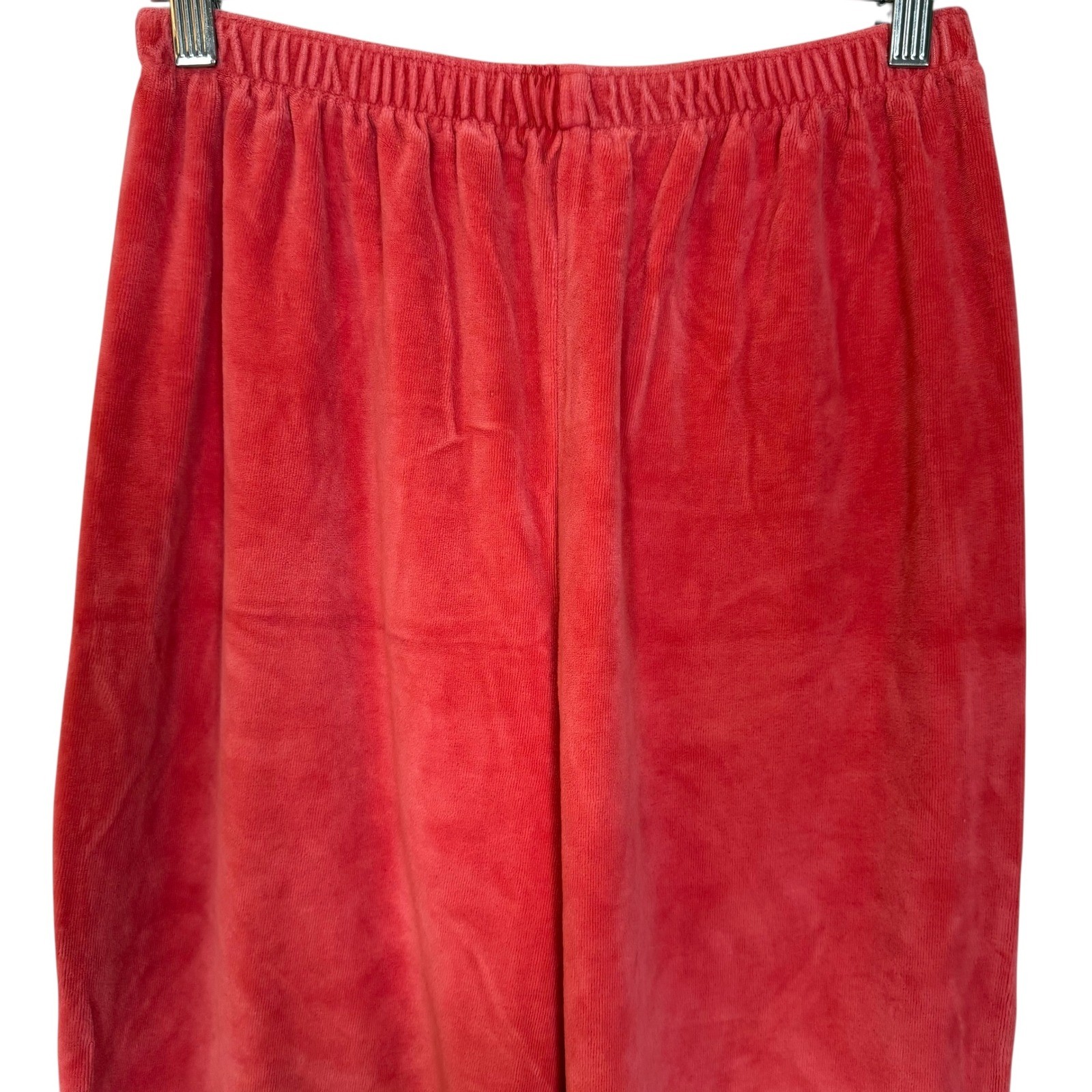 Vintage Izod Lacoste Red Velour Lounge Pants Women L Elastic Waist Retro 70s 80s thumbnail 2