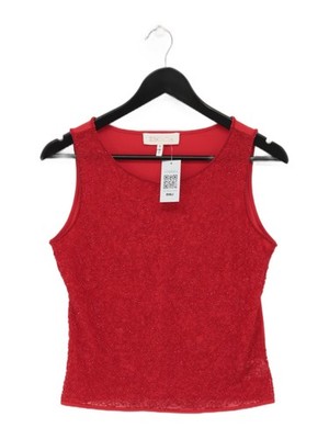 ESCADA Damen T-Shirt S rot Nylon mit Elasthan ärmellos Rundhals Basic