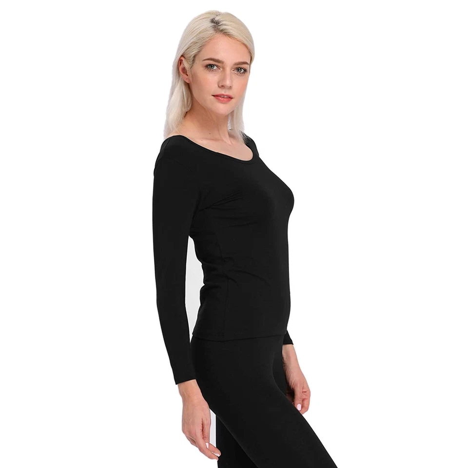 Conjunto de ropa interior térmica Long Johns para mujer capa base forrada de vellón para clima frío Foto 2 de 4