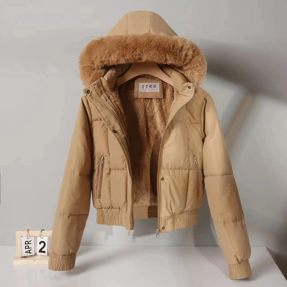 Mujeres Imitación Piel Capucha Forrado de Vellón Invierno Cálido Parka Abrigo Chaqueta Prendas de abrigo ··· Foto 2 de 4