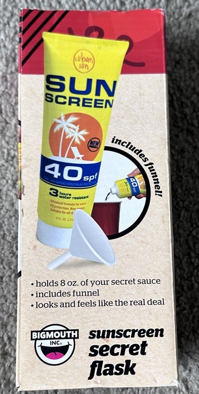 Sunscreen Bottle Hidden Flask Big Mouth Inc Unopened Box