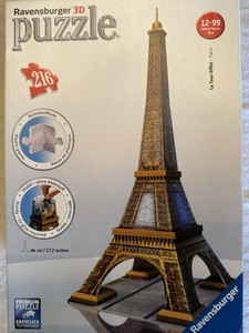 3-D Ravensburger  Eiffel Tower puzzle Complete