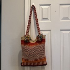 Peruvian Alpaca Wool Shoulder Bag Purse Pom Pom Colorful Artisan Boho Indie Tote