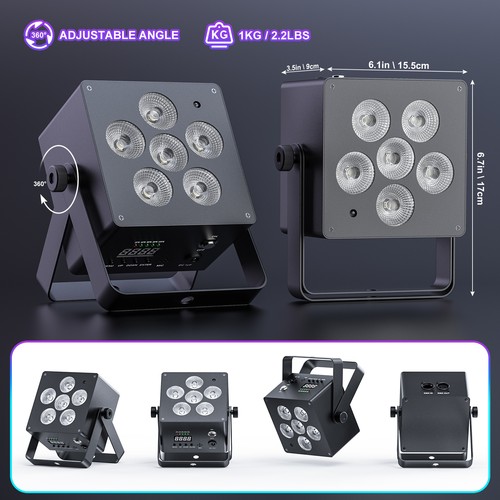 4X PAR Lights BATTERY Rechargeable RGBWA+UV DMX DJ Stage Wash Light with Remote - Picture 15 of 16