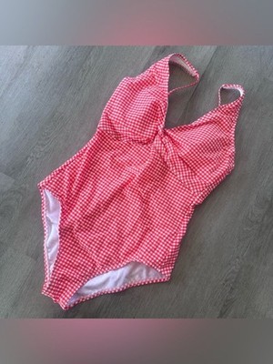 Draper James Swim Suit One Piece Gingham Women s Large Red Summer Vacation