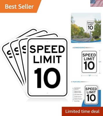 4 Pack Speed Limit Sign 10 MPH 12x17 Aluminum Reflective Weatherproof
