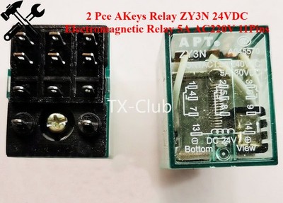 2 Pce AKeys Relay ZY3N 24VDC Electromagnetic Relay 5A AC220V 11Pins