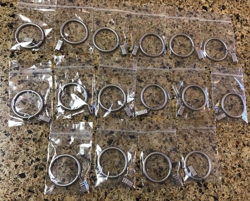 Pottery Barn Curtain Drape Clip Rings Nickle Matte Silver 1.75” Set of ...