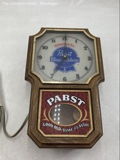 Vintage Pabst Collectible Blue Ribbon Lighted Pendulum Clock And Bar Sign
