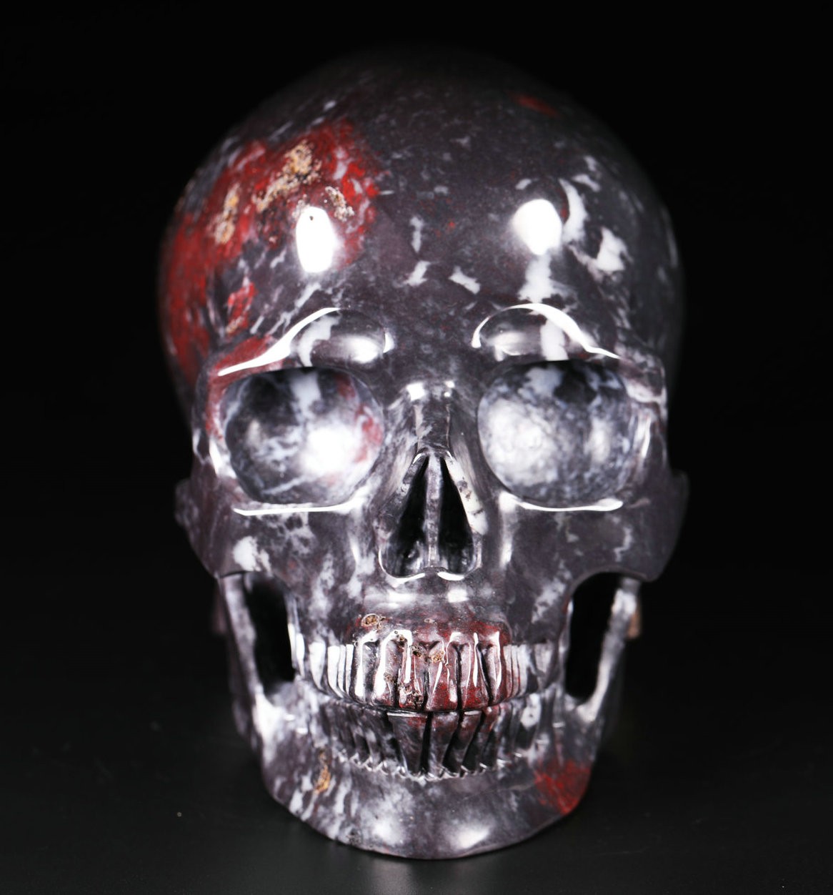 Huge 5.0" Chicken Bloodstone Carved Crystal Skull, Realistic, Crystal Healing