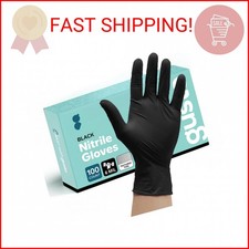 Comfy Package GUSTO Black Nitrile Gloves [100 Count] 6 Mil, HEAVY DUTY Disposabl