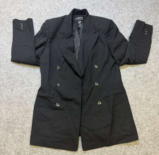 Vintage Classic Liz Claiborne Wool Blazer Size 8 Black Double Breasted Business