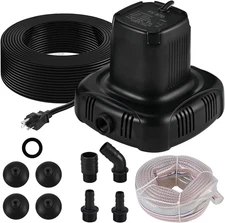 Submersible Pool Cover Pump - 1350 GPH 1/5 HP 140W & 4 Adapters above Ground Swi