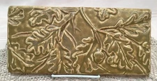 🏺Pewabic Art Pottery Detroit Brown Oak Leaves Wall Tile 12” x 6” 2010