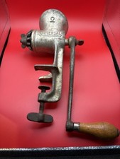 Vintage Universal #2 Meat Food Grinder, Hand Crank Table Clamp, Made in USA