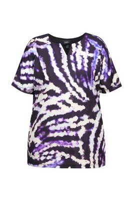 Ulla Popken große Größen Shirt 42+ schwarz Blusenshirt Batikmuster Halbarm