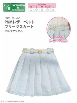 Azone Pureneemo PNM Leather Belt Pleated Skirts Sax Blythe Pullip Momoko Obitsu