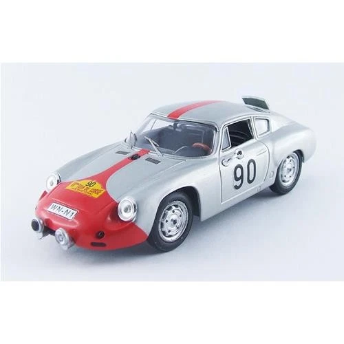 1:43 BEST Porsche 1600Gs Abarth #90 Tour De Corse 1961 Silver Red BE9505 Model - Image 2 of 2